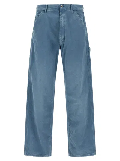 Maison Margiela Herringbone Pattern Denim Jeans With Modern Finish In Blue
