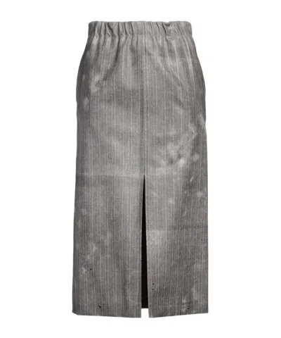 Maison Margiela Herringbone Pencil Skirt In Gray