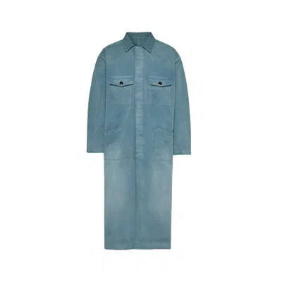 Maison Margiela Herringbone Trench Coat Man Blue