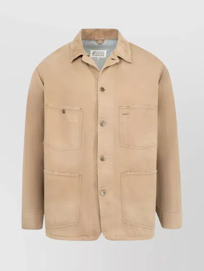 MAISON MARGIELA HERRINGBONE WEAVE COTTON SPORTS JACKET