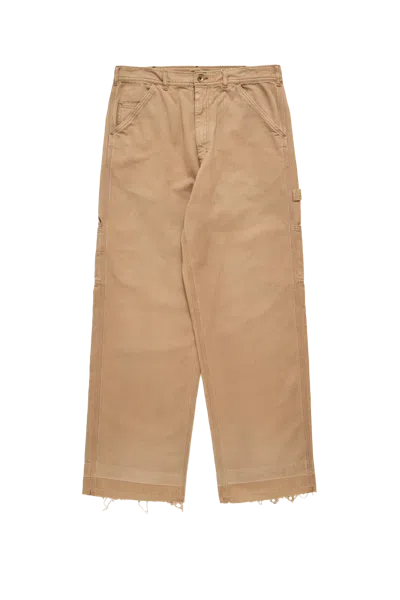 Maison Margiela Herringbone Workwear Pants Stone Washed Beige In Brown