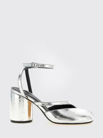 Maison Margiela Tabi Broken Mirror Pump Sandal With Adjustable Ankle Strap In Silver