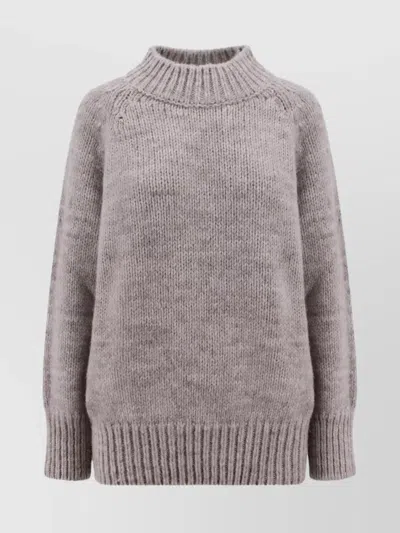 Maison Margiela High Neck Alpaca Wool Sweater In Neutral
