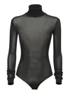 Maison Margiela High-neck Bodysuit With Pleated Sleeve Details And Stretch Fabric