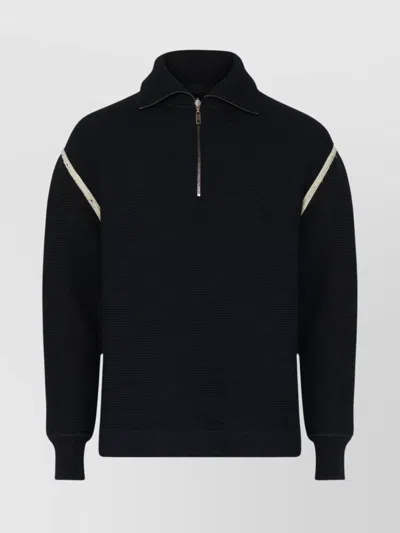 MAISON MARGIELA HIGH NECK HALF ZIP KNIT SWEATER