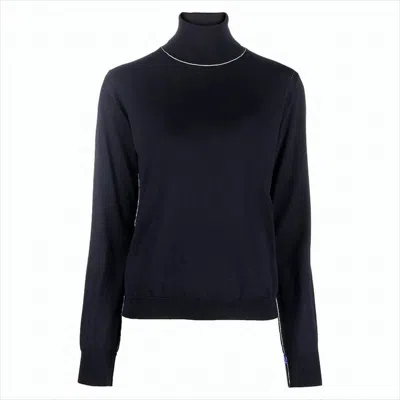 Maison Margiela High-neck Knit Sweater With Four Stitch Lines In Black