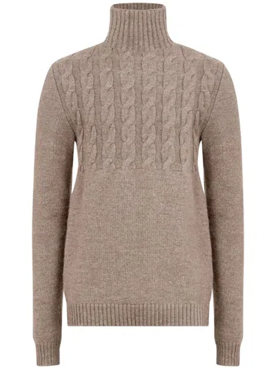 Maison Margiela High-neck Virgin-wool Sweater In Brown