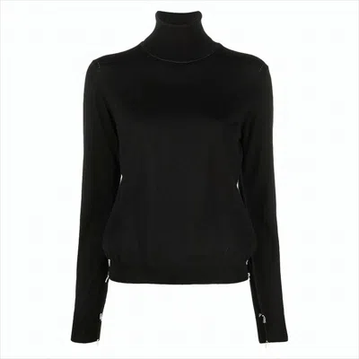 Maison Margiela High-neck Wool Knit Sweater With Subtle Stitch Detailing In Black