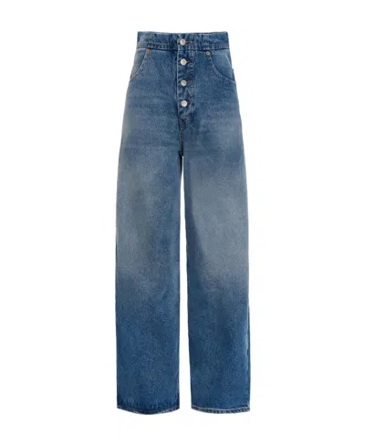 Maison Margiela High Rise Tapered Jeans In Blue