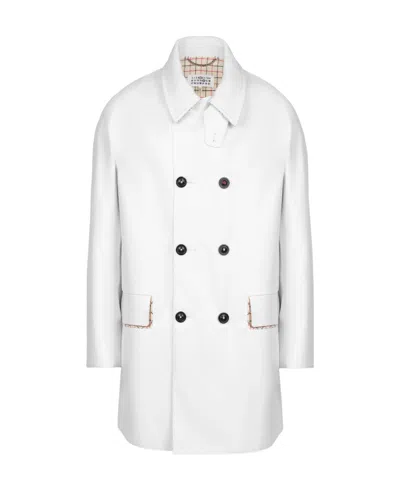 Maison Margiela High-shine Finish Double-breasted Coat In White