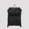 Maison Margiela Structured Black Bucket Bag With Adjustable Straps And Silver Accents In Black
