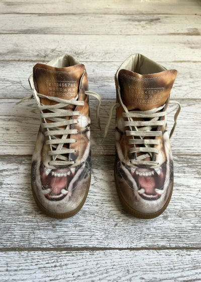Pre-owned Maison Margiela High-top Gats Replica Tiger/wolf Shoes