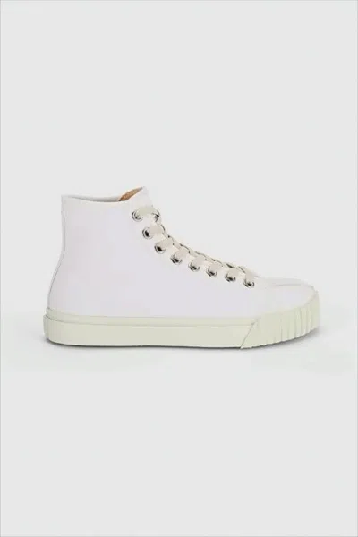 Maison Margiela High-top Sneakers With Split-toe Design And Circular Graphic In White