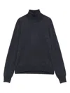 Maison Margiela High Turtleneck Dark Blue Wool Sweater In Blue