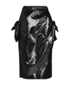 Maison Margiela Black Coated Midi Skirt In Black