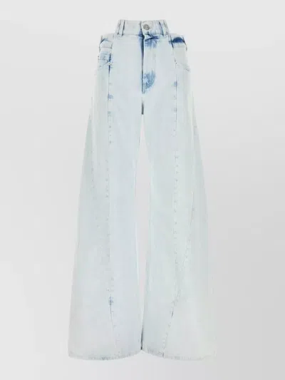 Maison Margiela High Waist Denim Jeans Casual Wide Leg In Multi