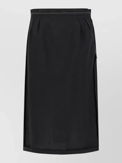 Maison Margiela High Waist Knee Length Pleated Skirt In Black