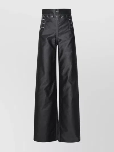 Maison Margiela High Waist Lace-up Trousers With Metal Eyelets In Black