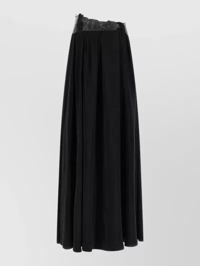 Maison Margiela High Waist Maxi Skirt Lace Trim In Black