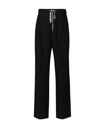 Maison Margiela High-waist Straight-leg Drawstring Trousers In Black