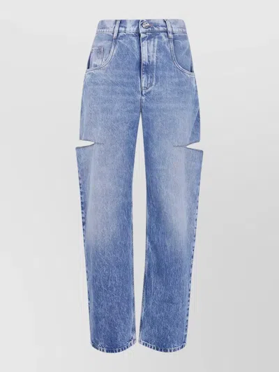 Maison Margiela High Waist Wide Leg Cutout Jeans In Blue