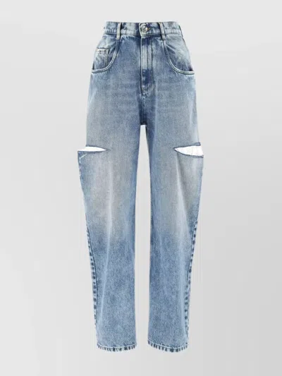 MAISON MARGIELA HIGH-WAIST WIDE LEG DISTRESSED DENIM JEANS