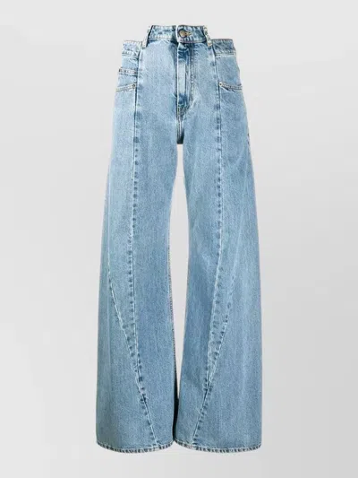 Maison Margiela High Waist Wide Leg Five Pocket Jeans In Blue
