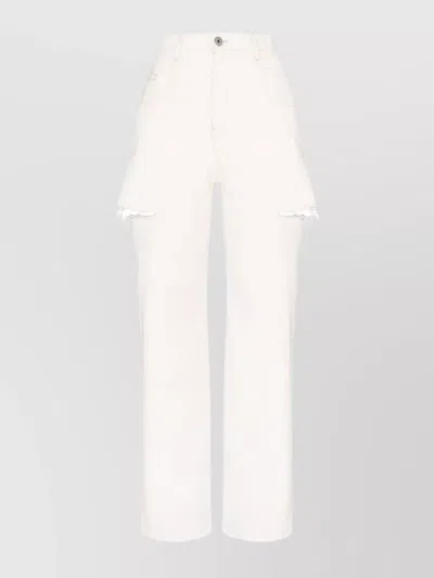 Maison Margiela High Waist Wide Leg Jeans In Neutral