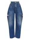 Maison Margiela High-waisted Blue Denim Jeans With Cut-out Details In Blue