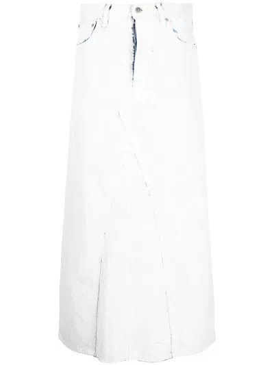 Maison Margiela Chic Midi Skirt For Fashion-forward Women In White