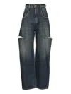Maison Margiela High-waisted Jeans With Side Rips In Blue