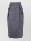 Maison Margiela High-waisted Pleated Midi Skirt With Back Slit In Gray