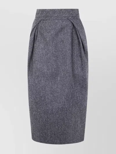 MAISON MARGIELA HIGH-WAISTED PLEATED MIDI SKIRT WITH BACK SLIT