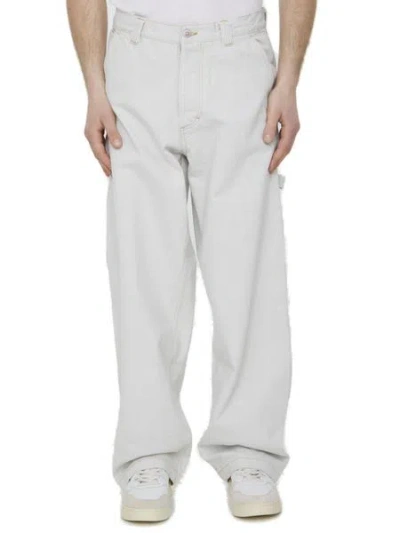 Maison Margiela High-waisted Straight-leg Trousers In White Cotton Denim For Men (ss23)