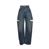 Maison Margiela High-waisted Wide-leg Jeans With Horizontal Cut-out Details In Blue