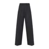 Maison Margiela High-waisted Wide-leg Pants With Textured Fabric And Concealed Fastening In Black
