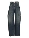 Maison Margiela High-waisted Jeans With Side Rips In Blue