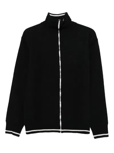 Maison Margiela High-neck Cardigan With Zip Front In Black