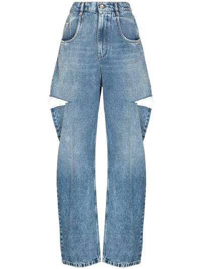 Maison Margiela High-waisted Jeans With Cut-out Detail In Blue