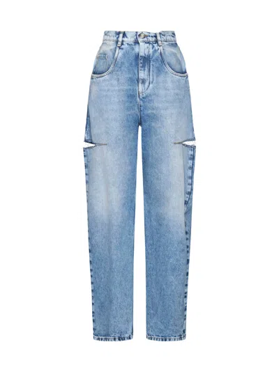 Maison Margiela High-waisted Wide-leg Cut-out Jeans In Blue