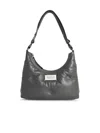 Maison Margiela Hobo Glam Slam Small Bag In Pebble Grey Leather In Black