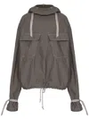 Maison Margiela Hooded Drawstring-waist Denim Jacket In Grey