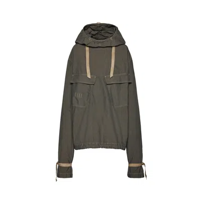 Maison Margiela Hooded Jacket Woman Anthracite Melange In Brown