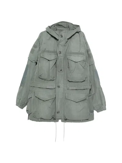 Maison Margiela Oversized Technical Cotton Parka Jacket In Green