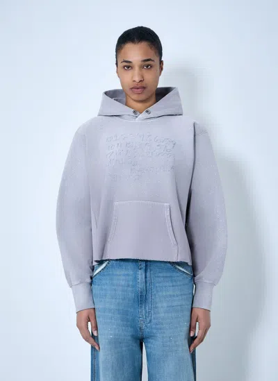 Maison Margiela Hooded Sweatshirt With Ribbed Details In Purple