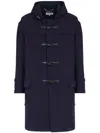 Maison Margiela Men's Coat With Frogs And Hood In Blue