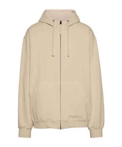 Maison Margiela Hooded Zipper Hoodie In Nude