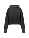 Maison Margiela Embroidered Logo Jersey Cropped Hoodie In Black  