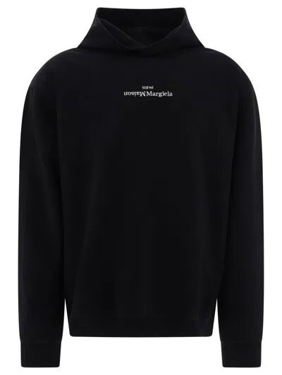 Maison Margiela Hoodie With Reversed Embroidered Logo In Black