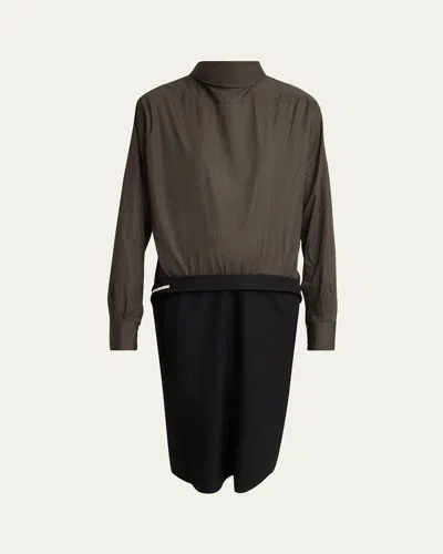 Maison Margiela Hybrid Backward Wool Midi Dress In Brown